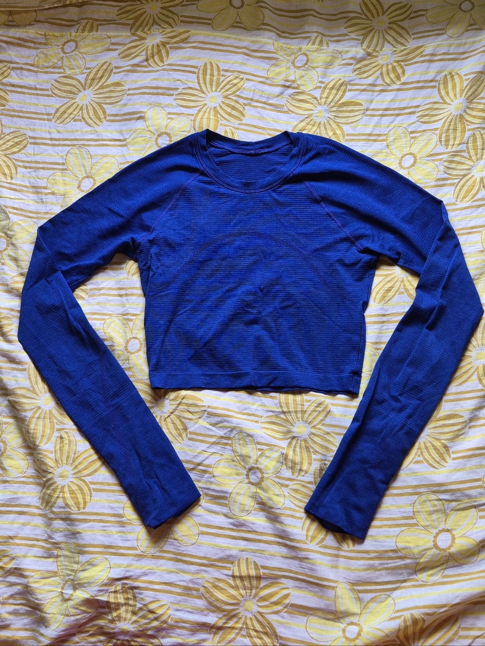 lululemon athletica Cobalt Blue Cropped Long Sleeve Tee